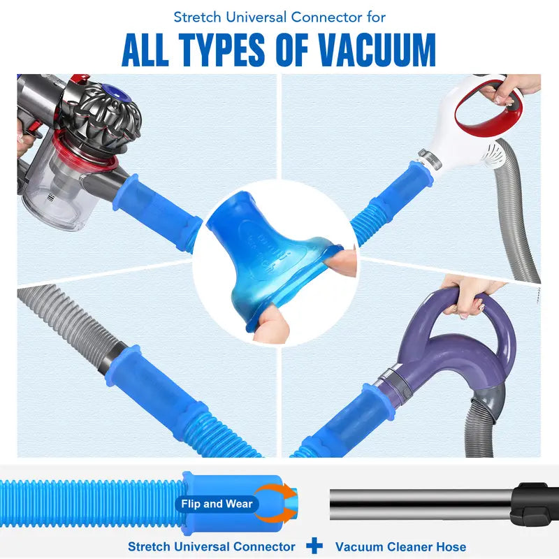 Sealegend Dryer Vent Cleaner kit Dryer Vacuum Hose Attachment with Stretch Universal Connector, Dryer Vent Cleaning Tool Vacuum Hose Lint Remover, Blue