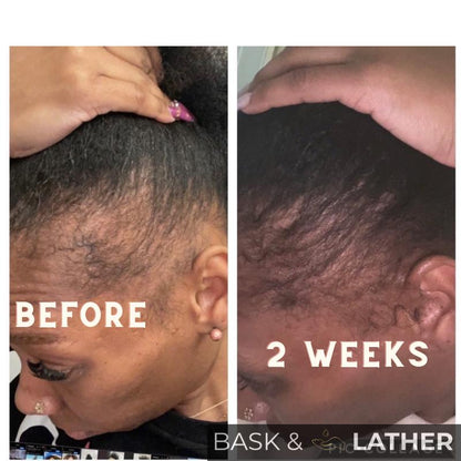 Bask & Lather Scalp Stimulator Hair Growth Oil, Cold Pressed Mint and Rosemary Blend with Grapeseed for Hair Growth, Organic Natural Leave in, All Hair Types, 2 Fl Oz