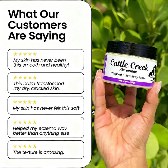 Whipped Tallow Body Butter by Cattle Creek - Deep Moisturizing, Skin Soothing & Repairing Cream Body Care Moisturizer