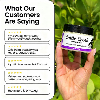 Whipped Tallow Body Butter by Cattle Creek - Deep Moisturizing, Skin Soothing & Repairing Cream Body Care Moisturizer