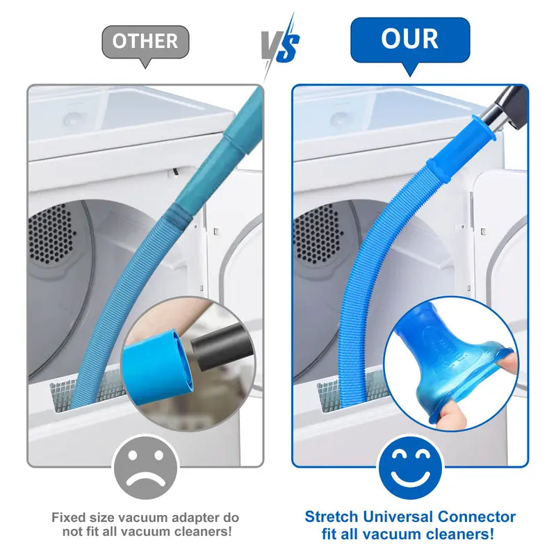 Sealegend Dryer Vent Cleaner kit Dryer Vacuum Hose Attachment with Stretch Universal Connector, Dryer Vent Cleaning Tool Vacuum Hose Lint Remover, Blue