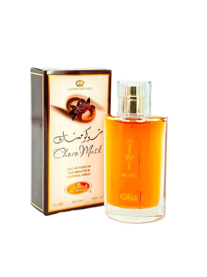 Al Rehab Choco Musk Eau De Perfume Natural Spray 50 ml (1.65 fl. Oz) Unisex Cocoa Vanilla Sandalwood Parfum with Scented Gift Blend Unisex Choco Musk Vanilla Fragrance Vaporisateur Sweet Powdery Ambergris Pink Petals Spicy long lasting perfumes