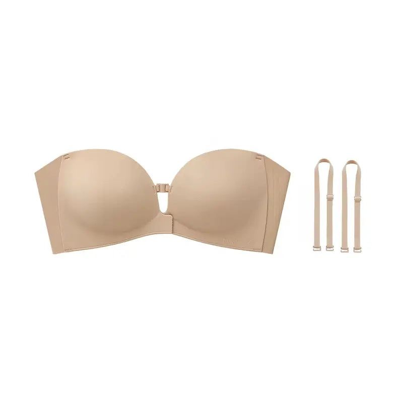 Womens Strapless Front Closure Bra Push Up Lift Bra Padded Add Cup Non Slip Anti-Slip Grip Wireless Supportive Seamless Comfortable Tube Jelly Bra A B C Cup#TikTokShopDealsforYouDays