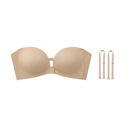 Womens Strapless Front Closure Bra Push Up Lift Bra Padded Add Cup Non Slip Anti-Slip Grip Wireless Supportive Seamless Comfortable Tube Jelly Bra A B C Cup#TikTokShopDealsforYouDays