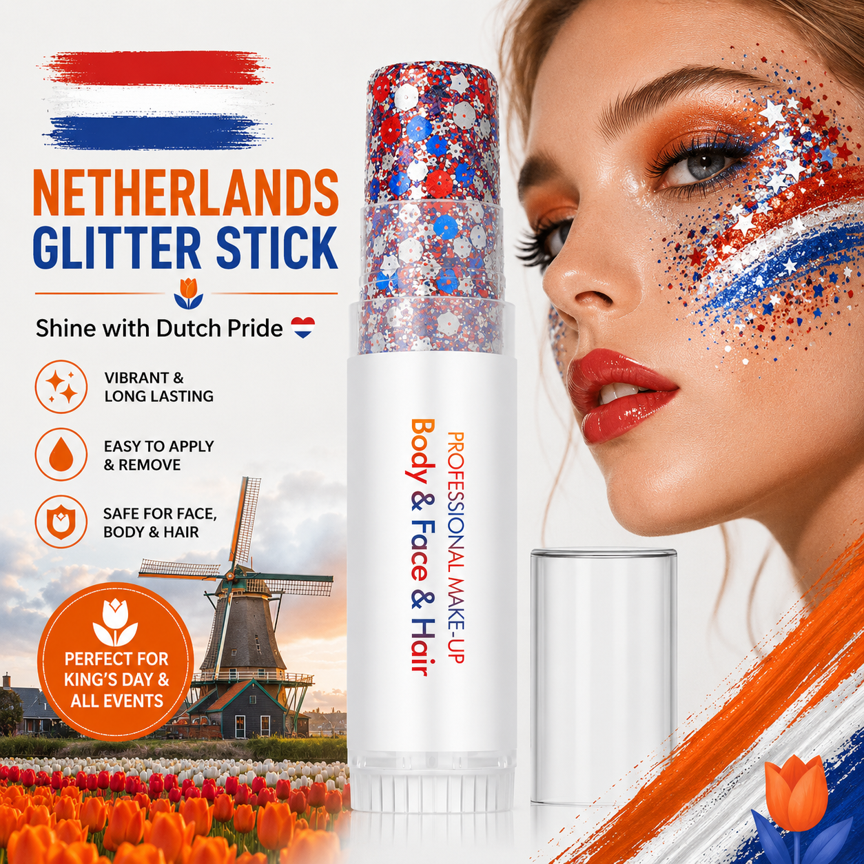 3-in-1 Patriotic Glow😍✨Red, White & Blue Glitter Body Stick