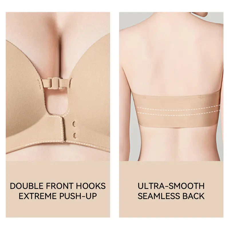 Womens Strapless Front Closure Bra Push Up Lift Bra Padded Add Cup Non Slip Anti-Slip Grip Wireless Supportive Seamless Comfortable Tube Jelly Bra A B C Cup#TikTokShopDealsforYouDays