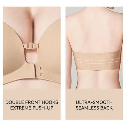 Womens Strapless Front Closure Bra Push Up Lift Bra Padded Add Cup Non Slip Anti-Slip Grip Wireless Supportive Seamless Comfortable Tube Jelly Bra A B C Cup#TikTokShopDealsforYouDays