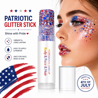 3-in-1 Patriotic Glow😍✨Red, White & Blue Glitter Body Stick