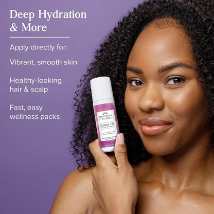 HERITAGE STORE Castor Oil Roll On Nourishing Treatment - Targeted Hydration for Skin Care, Hair Care, Quick and Easy Castor Oil Pack Wrap - Hexane Free, Vegan, Cruelty Free（3oz）-XDX