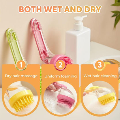 Pet Bath Brush 2 in 1 Dog Bath Brush with Built-in Shampoo Dispenser Multi-functional Dog Bath Brush for Long & Short Haired Dogs Cats Shower