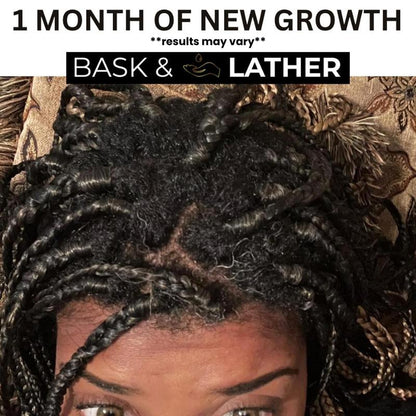 BASK AND LATHER Scalp Stimulator Hair Growth Oil - Lightweight Rosemary & Mint Blend for Thicker, Fuller Hair, Alopecia Support & Hair Regrowth