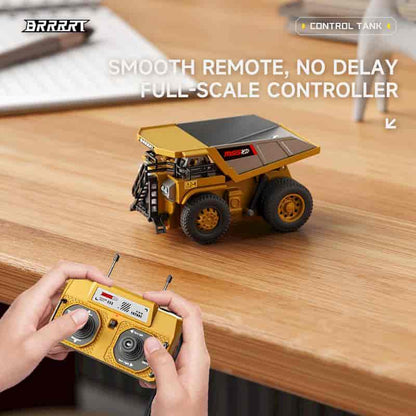 BRRRRT 1/64 Mini Forklift Toy,Remote Control Excavator and Dump Truck Full Proportion Toy Set with Lights and Sounds for Adults Kids Boys and Girls RC Construction Vehicles