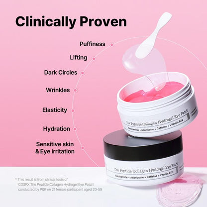 The Peptide Collagen Hydrogel Eye Patch 60 Patches Reduce Puffiness Hydrate Under-Eye Bags in 10 Minutes