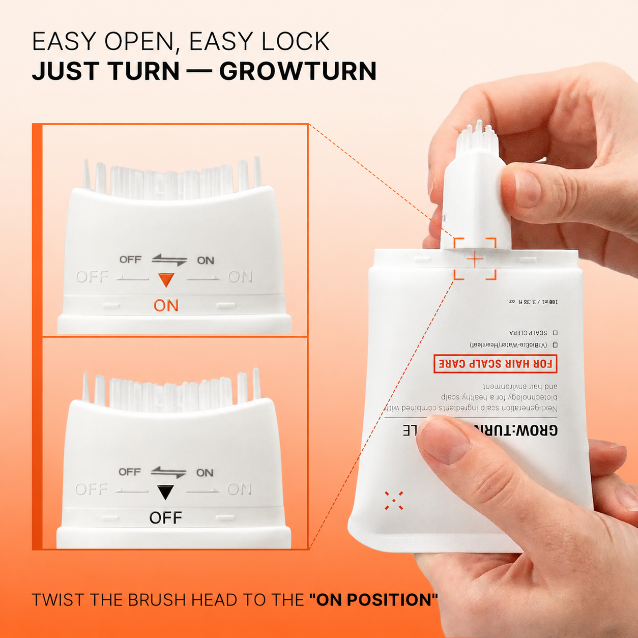 Growturn Hair Growth Serum with Built in Brush for Hair Growth & Thickening Thicker Stronger Hair Strengthening Hair