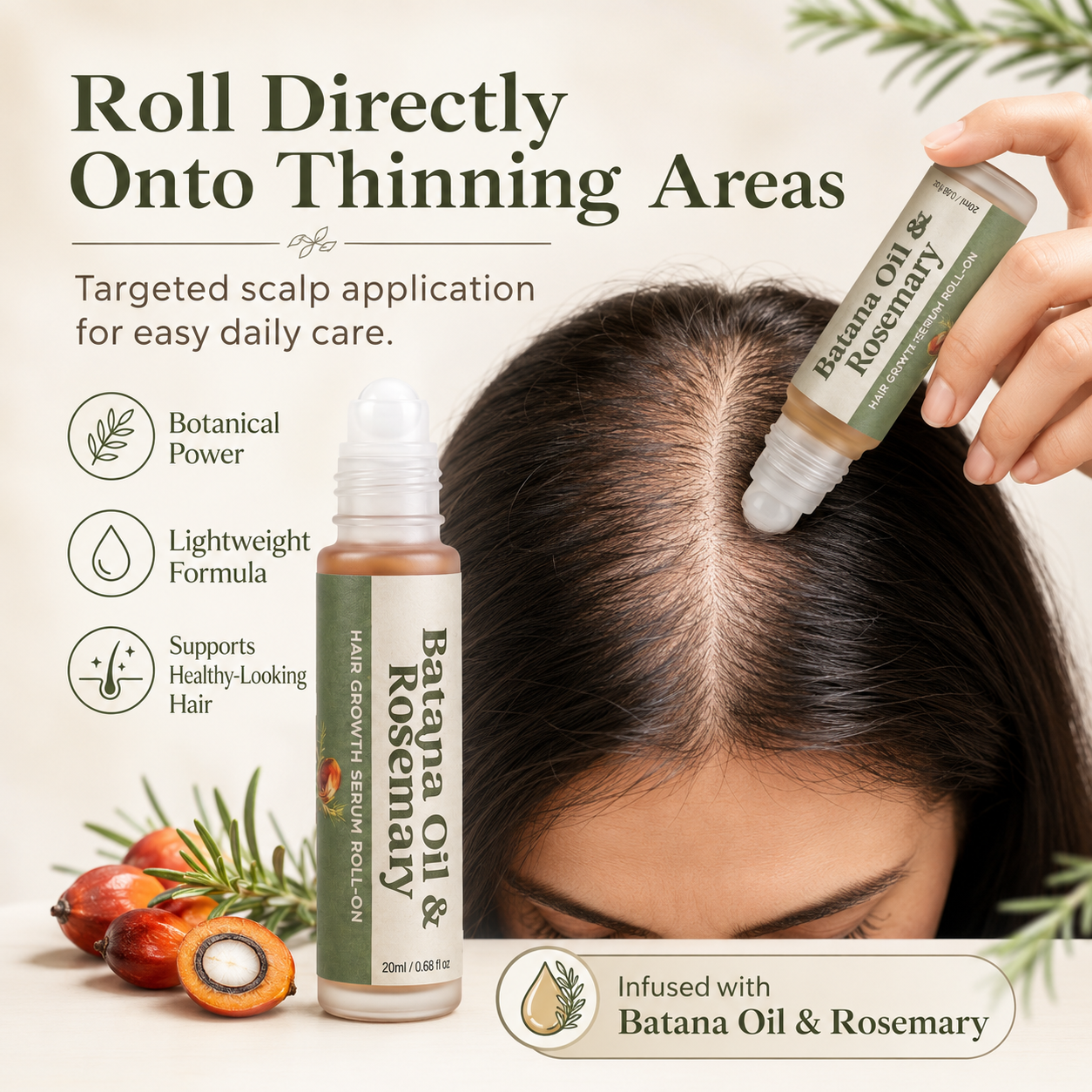 FUNZOO Batana & Rosemary Hair Serum Roll-On | Scalp Nourishing
