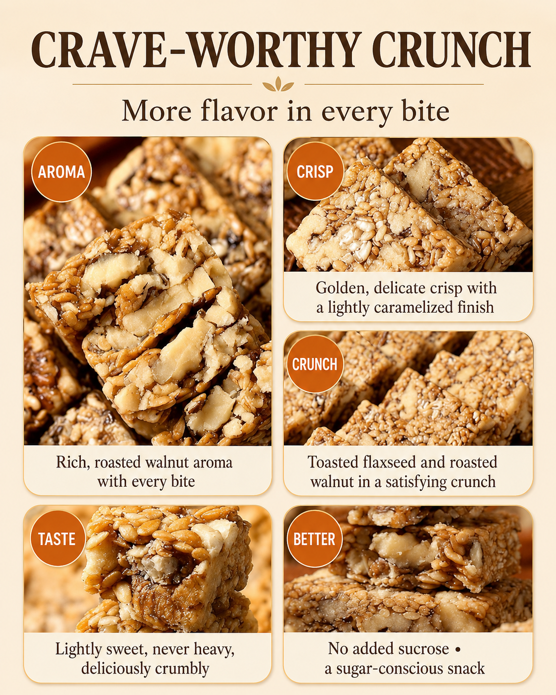 😋Flaxseed Walnut Crisps- 🍃Helps bring your blood sugar back to a stable state.-AUX