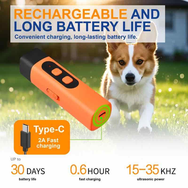 Professional Sonic Emitters Dog Training Tool Dog Bark Deterrent Device with LED Flashlight, 30ft Range Anti Bark Barking Dog Silencer,Rechargeable Portable dog barking stopper