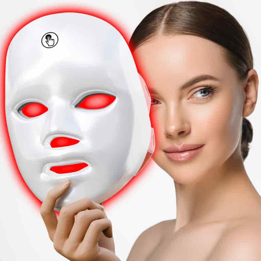 7-1 Colors LED Facial Skin Care Mask,Red Light Mask for Face, Cordless Led Face Mask Light,Salon or Home,White.