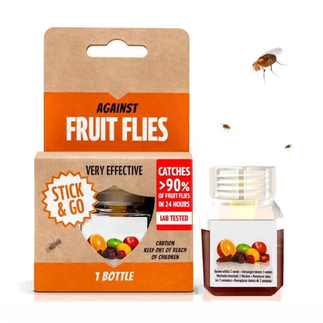 [BUY ONE GET ONE FREE]Fruit Fly Traps - Very Effective Catcher for Kitchen Counters & Trash Bins - Natural Liquid Bait - Safe for Kids & Pets - 2 Bottles - 3 Weeks Protection - Eco-Friendly Design Household Pest Control