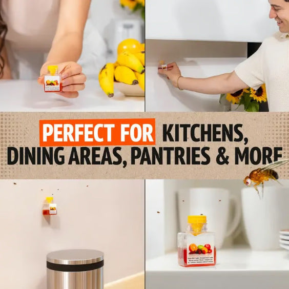 [BUY ONE GET ONE FREE]Fruit Fly Traps - Very Effective Catcher for Kitchen Counters & Trash Bins - Natural Liquid Bait - Safe for Kids & Pets - 2 Bottles - 3 Weeks Protection - Eco-Friendly Design Household Pest Control