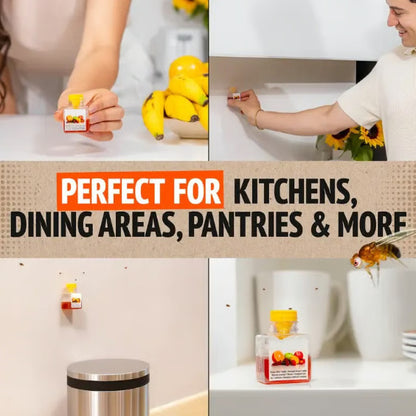 [BUY ONE GET ONE FREE]Fruit Fly Traps - Very Effective Catcher for Kitchen Counters & Trash Bins - Natural Liquid Bait - Safe for Kids & Pets - 2 Bottles - 3 Weeks Protection - Eco-Friendly Design Household Pest Control