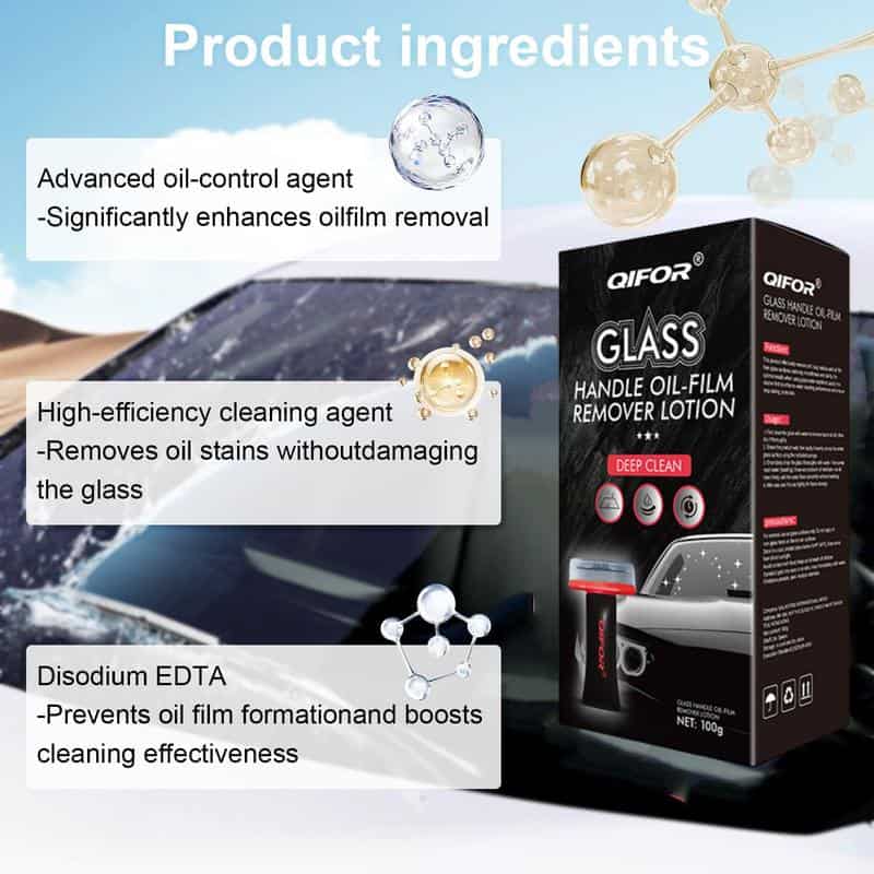 QIFOR Automotive Handheld Oil Flmr Cream,Glass DecontaminationWithoutTraces,Window Oil Film Cleaning,FastCleaning, CompactAnd Easy To Cary-100g Degreaser Cleaner
