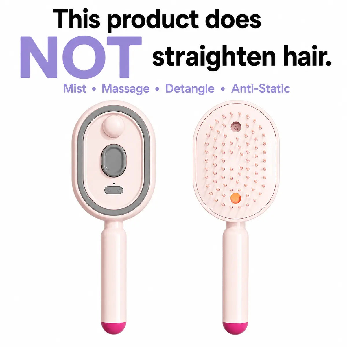 Electric Spray Air Cushion Massage Comb, Self-Cleaning Anti-Tangle Hair Brush, Anti-Static Volumizing Scalp Massage Brush for Dry Frizzy Hair Care, No Essential Oil Included