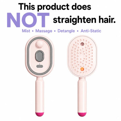 Electric Spray Air Cushion Massage Comb, Self-Cleaning Anti-Tangle Hair Brush, Anti-Static Volumizing Scalp Massage Brush for Dry Frizzy Hair Care, No Essential Oil Included