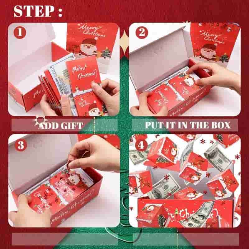 Surprise Gift Box Explosion for Money, Unique Folding Bouncing Red Envelope Gift Box with Confetti, Cash Explosion Luxury Gift Box for Birthday Anniversary Valentine Proposal
