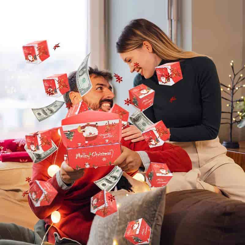 Surprise Gift Box Explosion for Money, Unique Folding Bouncing Red Envelope Gift Box with Confetti, Cash Explosion Luxury Gift Box for Birthday Anniversary Valentine Proposal