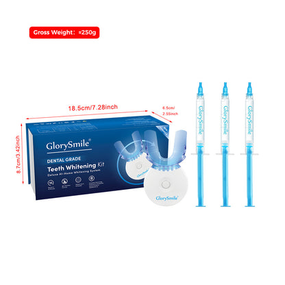 Original Dental Grade Teeth Whitening Kit w/ 2 Free Wipes, 5x LED Light, 3 of 18% Carbamide Peroxide Gels, 10-Min Fast Whitening, Non-Sensitive Formula, Removes Coffee/Wine/Smoke Stains