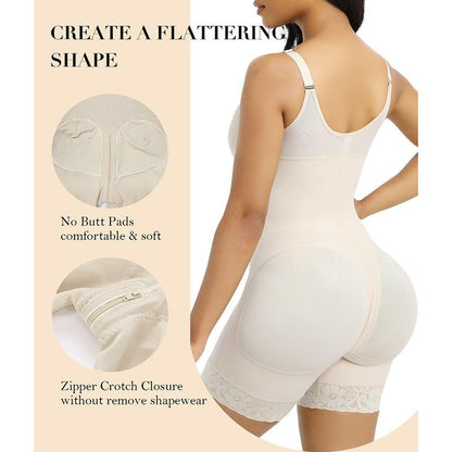 Women’s YIANNA Fajas Colombianas shapewear Tummy Control Butt Lifter Shaper with Zipper Crotch detachable shoulder strap