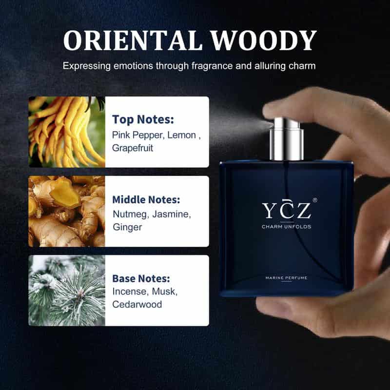 YCZ Midnight Marine Eau De Parfum - Unisex 50ml Ocean Fresh Scent Premium Aromatic Woody Fragrance for Him & Her Bold Floral Perfume with Bergamot Coconut Amber