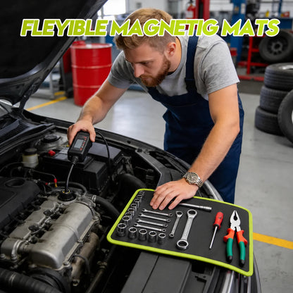 Flexible Magnetic Tool Mat & Tray Holder - Magnetic Tool Tray, Flexible Magnetic Mat, PVC & Non-Slip for Garage Workshop, Auto Repair Tools
