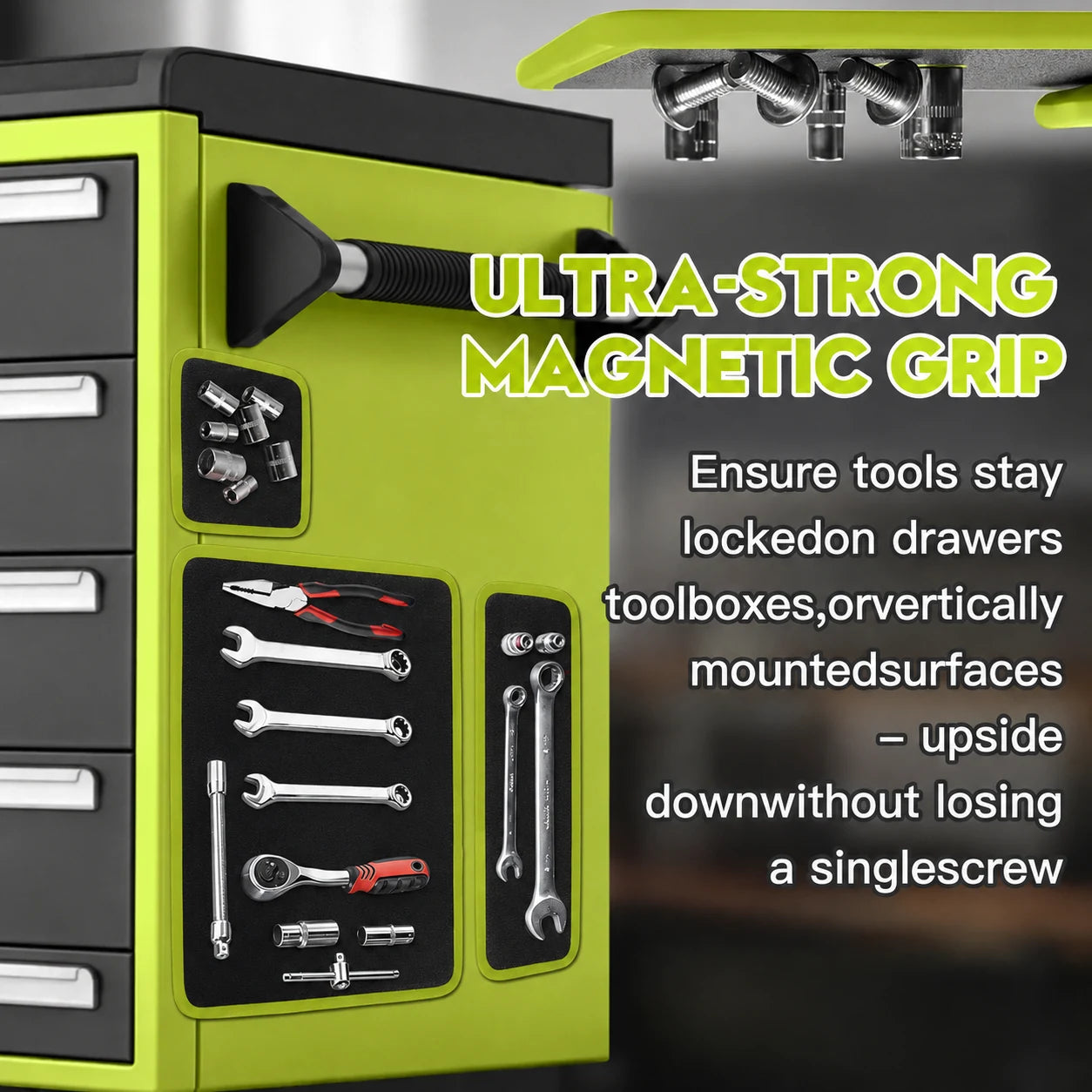 Flexible Magnetic Tool Mat & Tray Holder - Magnetic Tool Tray, Flexible Magnetic Mat, PVC & Non-Slip for Garage Workshop, Auto Repair Tools
