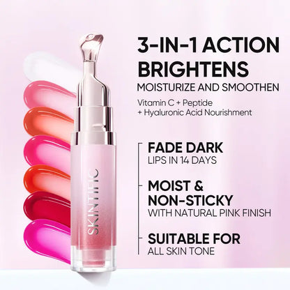 SKINTIFIC Hydrating Brightening Lip Serum with Hyaluronic Acid & Peptide for Radiant Lips Gentle Glossy Korean Beauty Makeup Balm Shea Smooth Moisture with Cooling Metal Roller Applicator