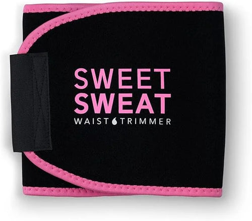 Sweet Sweat Ab Trainer for Womenand Men -Sweat Band Waist Trainer Beltfor High Intensity Training and GymWorkouts,5 Adjustable Sizes -Black/Pink-HHW
