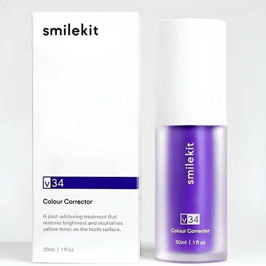 🔥BUY 1 GET 1 FREE-Smilekit v34 Colour Corrector,Tooth Stain Removal,Teeth Whitening Booster,Purple Toothpaste,Colour Correcting🔥