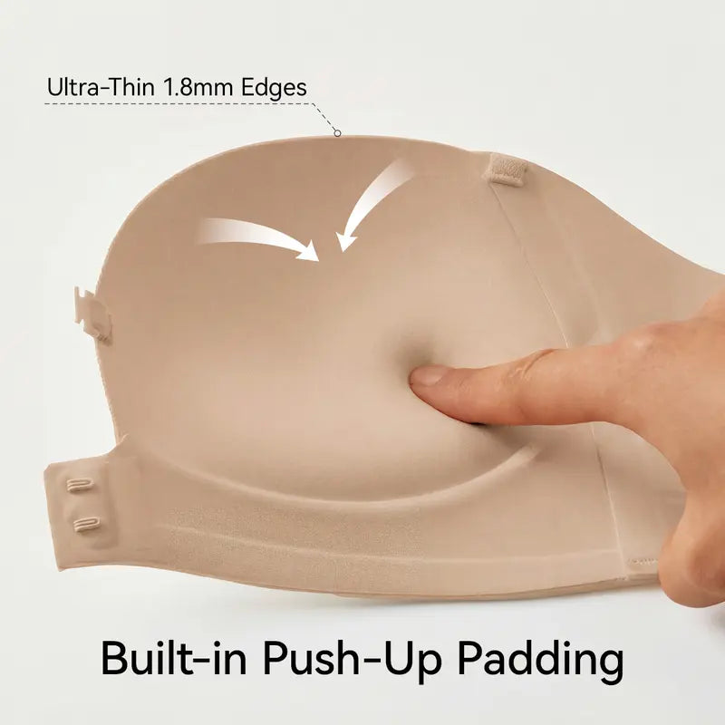 Womens Strapless Front Closure Bra Push Up Lift Bra Padded Add Cup Non Slip Anti-Slip Grip Wireless Supportive Seamless Comfortable Tube Jelly Bra A B C Cup#TikTokShopDealsforYouDays