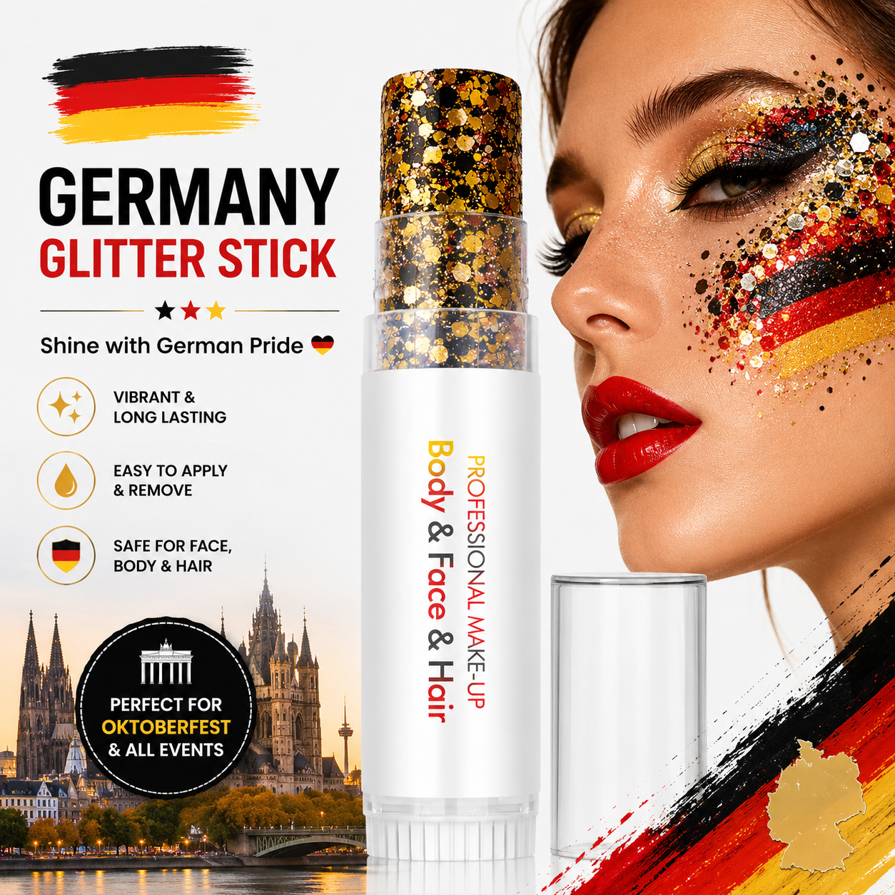 3-in-1 Patriotic Glow😍✨Red, White & Blue Glitter Body Stick