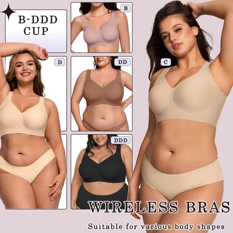 GRACE Classic T-Shirt Bra, Jelly Bras, Wireless Full Coverage for All Day Comfort
