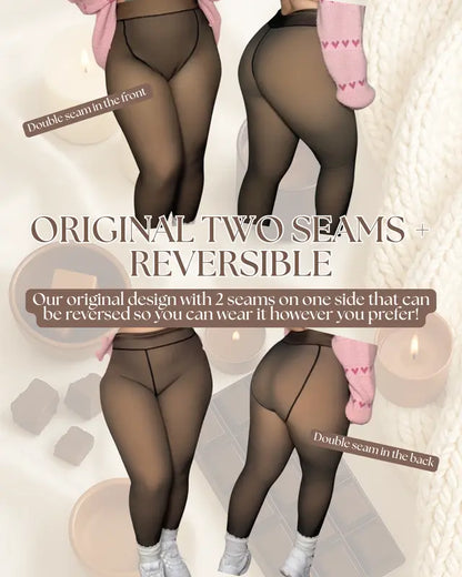 NEW COMPRESSION BAND & ONE SEAM OPTION! THE ORIGINAL MAGIC FLEECE LINED LEGGINGS - XXS TO 3XL - 4 SHADES - CLOSED FOOT - Fleece Tights Available in Plus Size and Light to Brown Fur