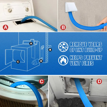 Sealegend Dryer Vent Cleaner kit Dryer Vacuum Hose Attachment with Stretch Universal Connector, Dryer Vent Cleaning Tool Vacuum Hose Lint Remover, Blue