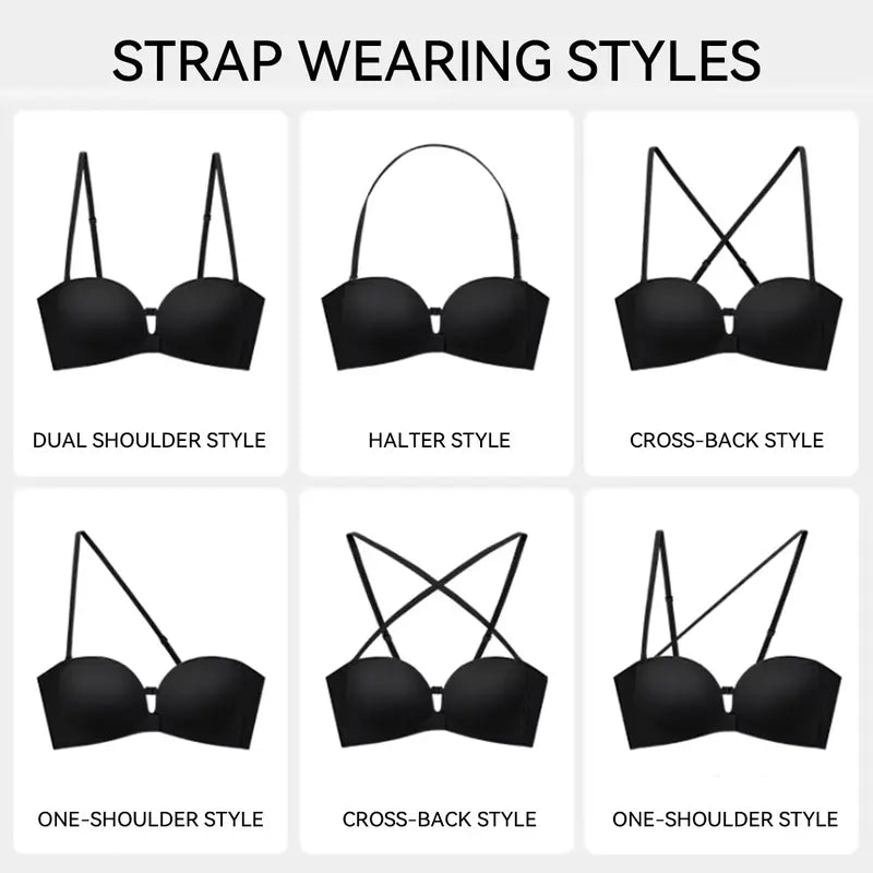 Womens Strapless Front Closure Bra Push Up Lift Bra Padded Add Cup Non Slip Anti-Slip Grip Wireless Supportive Seamless Comfortable Tube Jelly Bra A B C Cup#TikTokShopDealsforYouDays