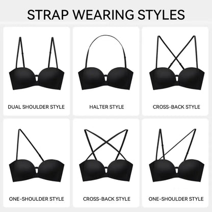 Womens Strapless Front Closure Bra Push Up Lift Bra Padded Add Cup Non Slip Anti-Slip Grip Wireless Supportive Seamless Comfortable Tube Jelly Bra A B C Cup#TikTokShopDealsforYouDays