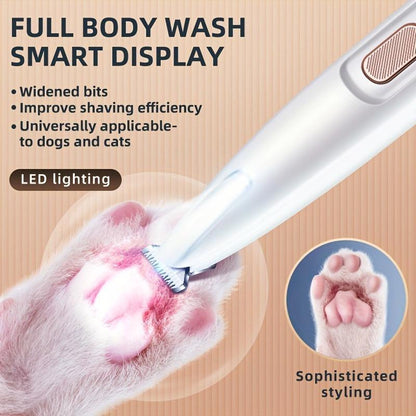Rechargeable Pet Hair Trimmer Kit, Pet Paw Trimmer, Cordless Quiet Dog Trimmer for Grooming with LED Light, Small Dog Grooming Clippers for Dogs & Cats, Pet Grooming Tool,Waterproof, low noise pet shaver