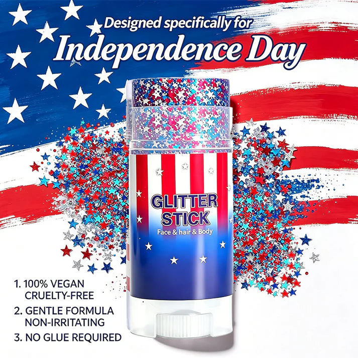 3-in-1 Patriotic Glow😍✨Red, White & Blue Glitter Body Stick