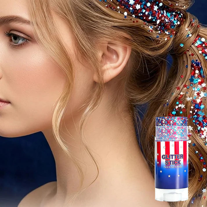 3-in-1 Patriotic Glow😍✨Red, White & Blue Glitter Body Stick