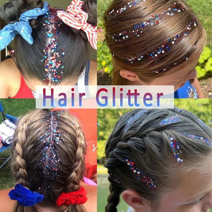 3-in-1 Patriotic Glow😍✨Red, White & Blue Glitter Body Stick