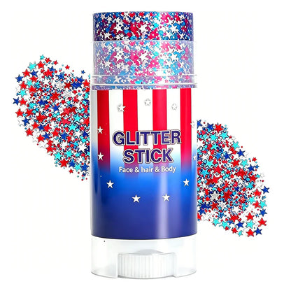 3-in-1 Patriotic Glow😍✨Red, White & Blue Glitter Body Stick